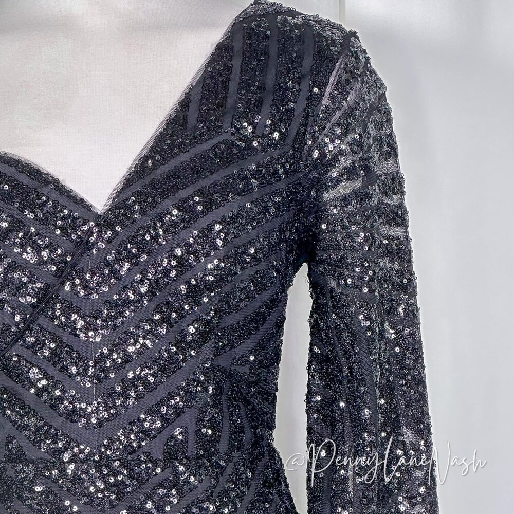 NWT Lumier by Bariano Duckie Sequin One Shoulder Dress Black - Picture 4 of 15